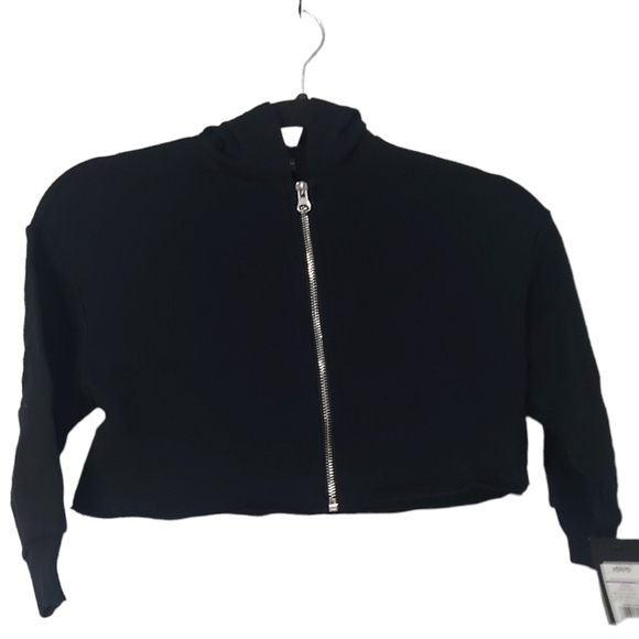 Art Class Girl's Black Cropped Boxy Zip-Up Hoodie Size XS(4/5) - Picture 3 of 9